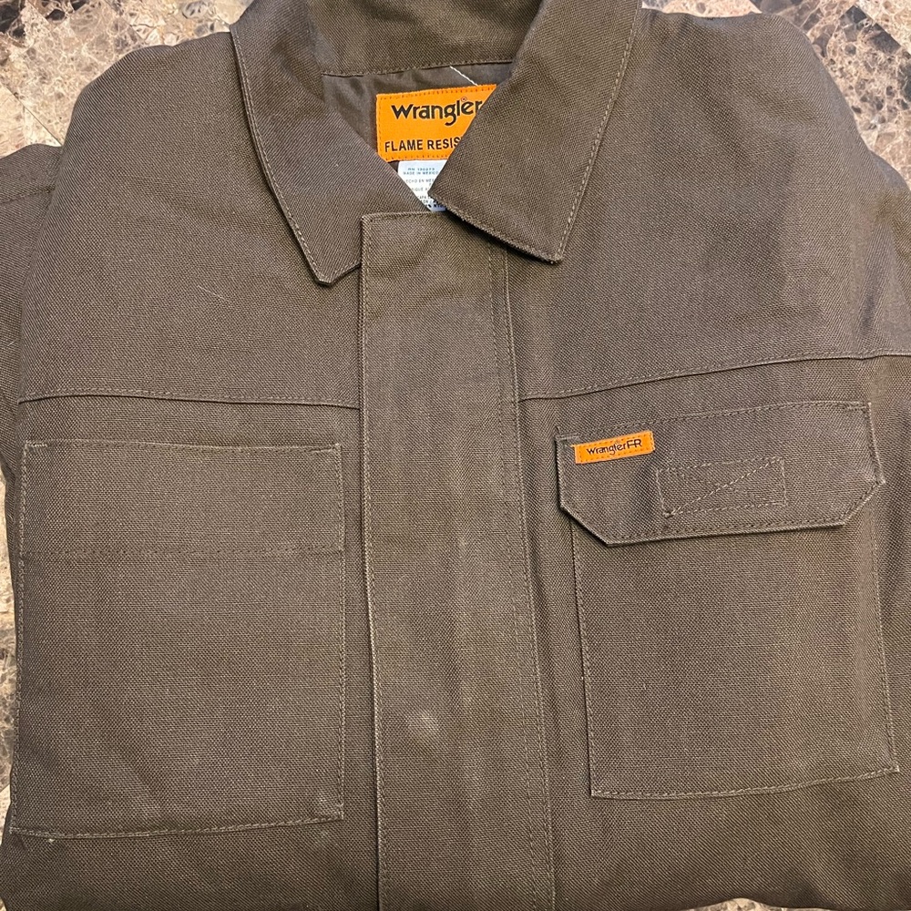 NWOT Wrangler Men's Flame Resistant Jacket - Brown, Large Tall